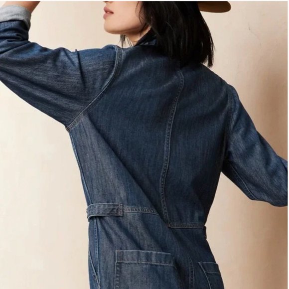 NEW! BANANA REPUBLIC Denim Jumpsuit/Coveralls Sz 8 - Picture 2 of 6